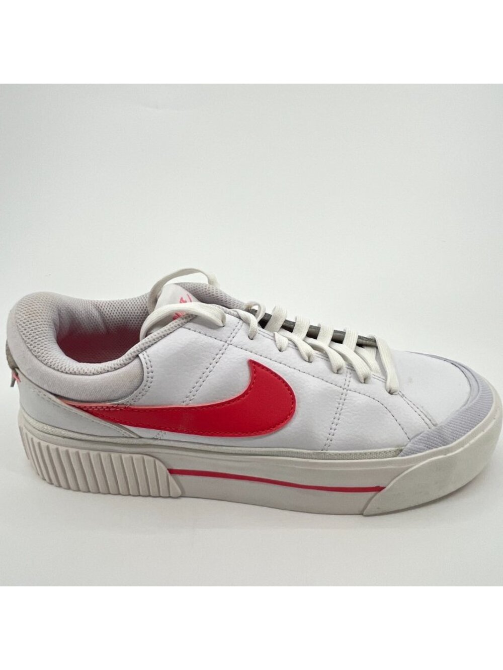 Nike Court Legacy Lift Womens Size 10 White Red Athletic Leather Shoes Sneakers